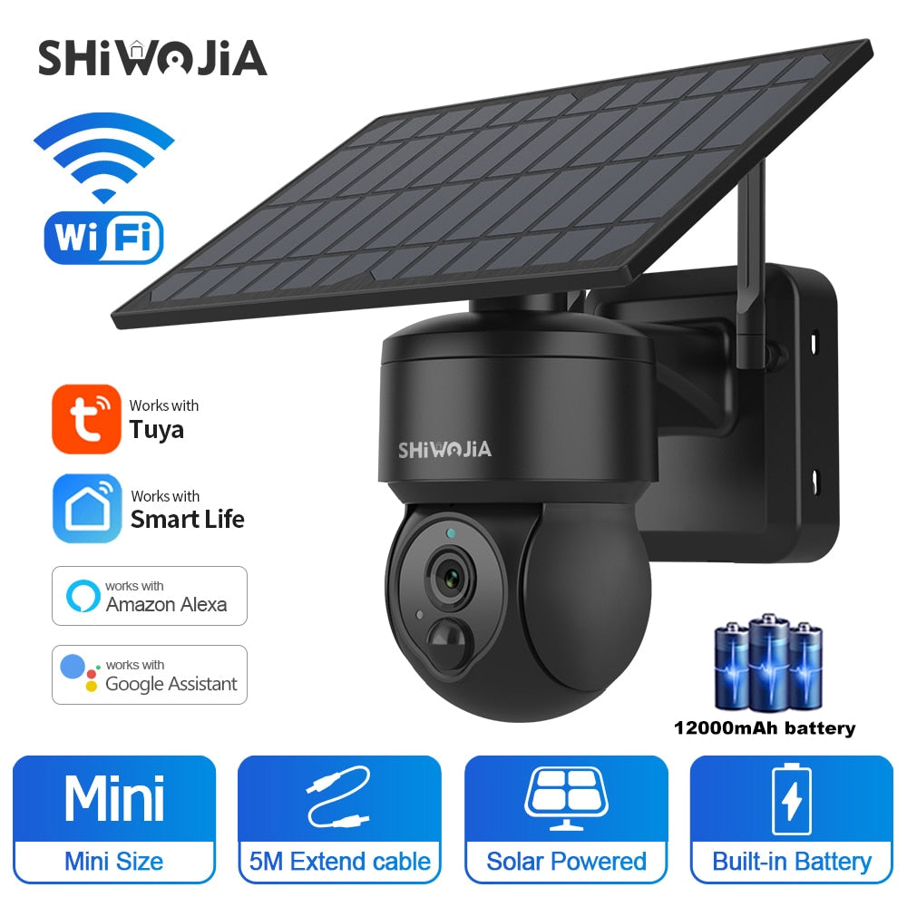 SHIWOJIA Solar Camera WIFI Outdoor Tuya PTZ Surveillance Camera Home S –  funoffgrid